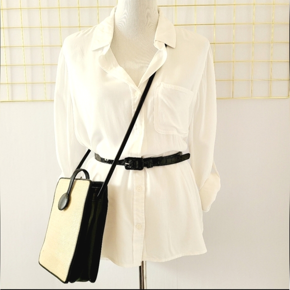 Ann Turk Black Patent Leather Crocodile Animal Print Vintage Belt - Picture 6 of 8